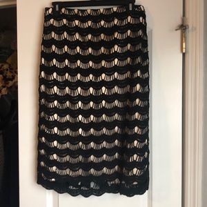 Kate Spade Black & Champagne Pencil Skirt Size 6